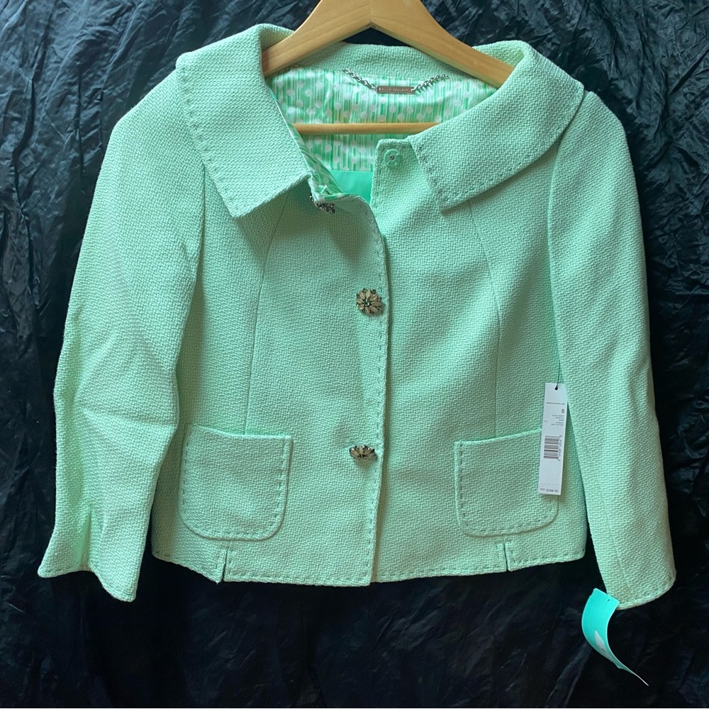 Elie Tahari Lime Green Blazer  Jacket Small - Elsa Jacket